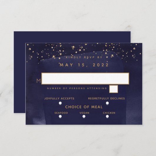 Sapphire & Mariage Gold 3 choix de repas RSVP (Devant / Derrière)