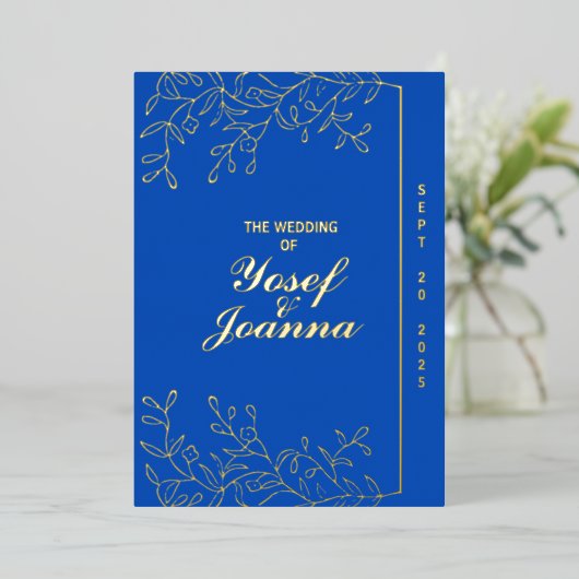 Sapphire Mariage Gold Foil Invitation (Debout devant)