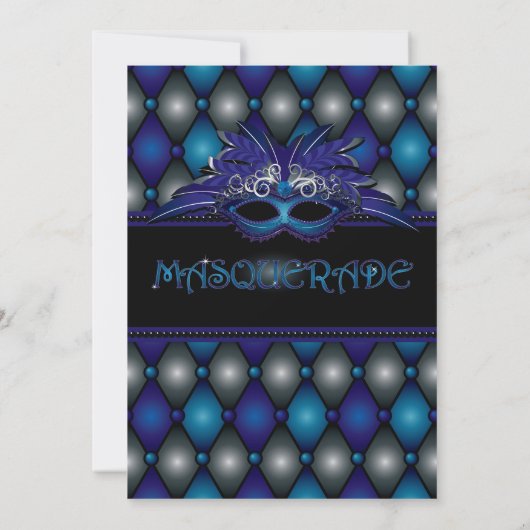 Sapphire Masquerade Party Invitations (Dos)