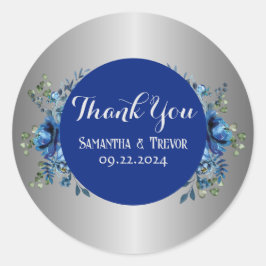 Sapphire Serenade: een symfonie van zilver en blau Ronde Sticker