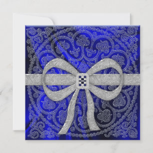 Sapphire Silk Party Invitation Kaart