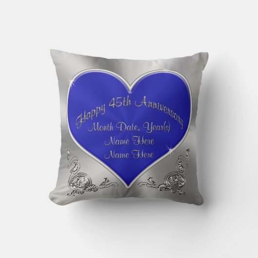 Sapphire Silvery 45th Wedding Jubileum Pillow Kussen (Voorkant)