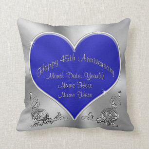 Sapphire Silvery 45th Wedding Jubileum Pillow Kussen