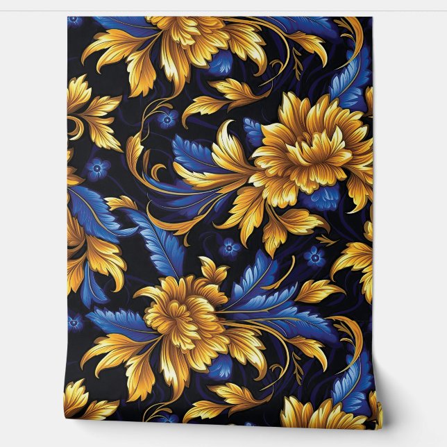 Sapphire Starlit Symphony Botanical Behang (Afrollen)