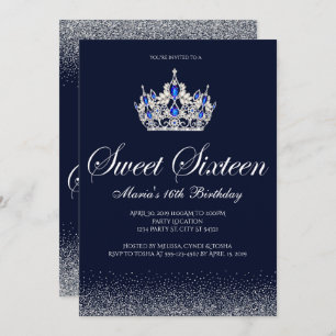 Sapphire Sweet 16 Birthday Invitations Kaart