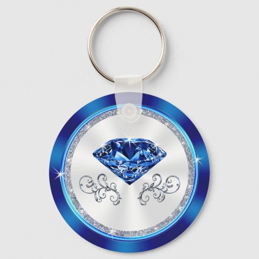 Sapphire themed, Personalized Party Favors, CHEAP Sleutelhanger (Achterkant)