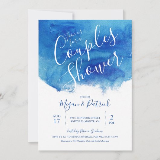Sapphire Tide Couples Douche Invitation (Devant)
