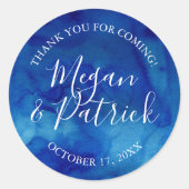 Sapphire Tide Dank u bruiloft gunst Ronde Sticker (Voorkant)