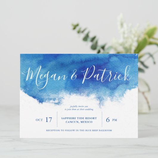 Sapphire Tide Faire-part de mariage (Debout devant)