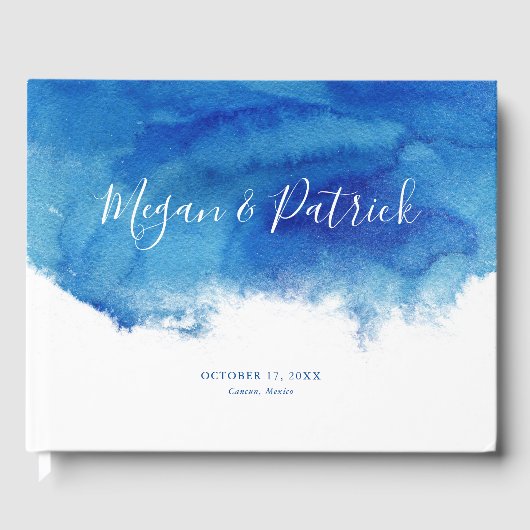 Sapphire Tide Gepersonaliseerde bruiloft Gastenboek (Voorkant)