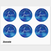 Sapphire Tide Love Monogram bruiloft gunst Ronde Sticker (Vel)