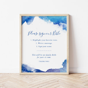 Sapphire Tide Wedding Guestbook - Bijbel Poster