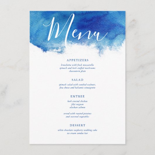 Sapphire Tide Wedding Menu Kaart (Voorkant)
