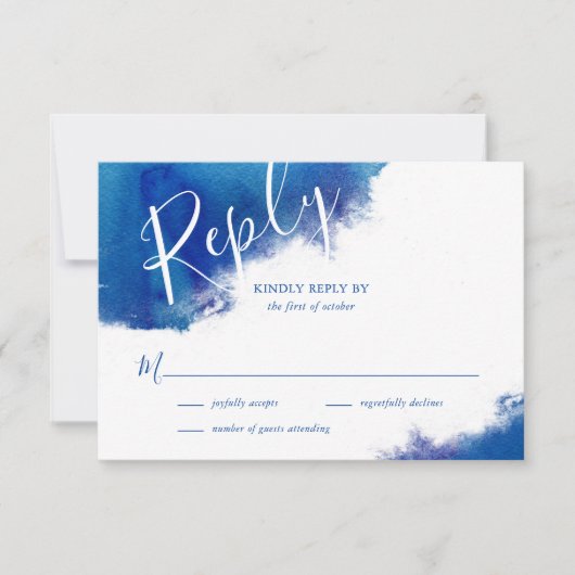 Sapphire Tide Wedding RSVP Response Kaart (Voorkant)