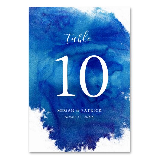 Sapphire Tide Wedding Table Numbers Kaart (Voorkant)