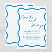 Sapphire Wavy Retro Faire-part de mariage (Devant / Derrière)