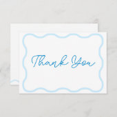 Sapphire Wavy Retro Wedding Bedankkaart (Voorkant / Achterkant)