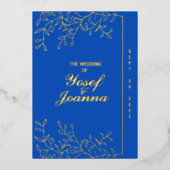 Sapphire Wedding Gold Foil Uitnodiging (Voorkant)