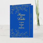 Sapphire Wedding Gold Folie Uitnodiging Fotokaart (Voorkant)