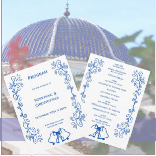 Sapphire Wedding Program Bells Scrollwork Design Programma