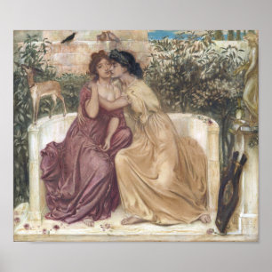 Sappho en Erinna in een Griekse tuin (Lesbische li Poster