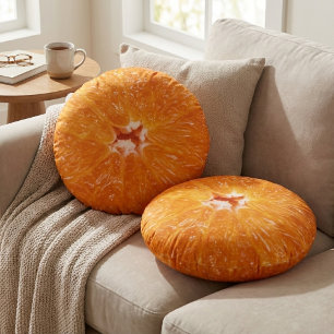 Sappig Citrusfruit Decor - Levendig Oranje Schijf Rond Kussen