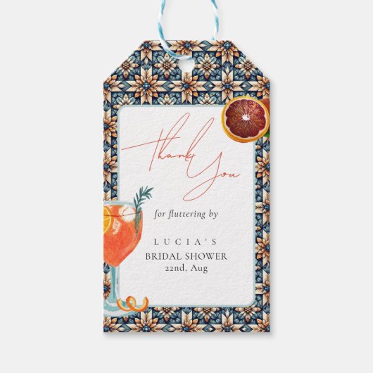 Sappig Sinaasappel Spritz Vrijgezellenfeest Dank u Cadeaulabel (Voorkant)