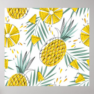 Sappige ananas: helder motief. poster