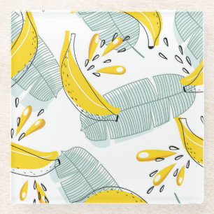 Sappige Bananen Helder Patroon Glazen Onderzetter