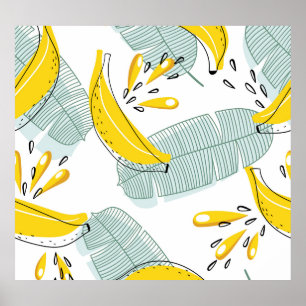 Sappige Bananen Helder Patroon Poster