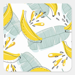 Sappige Bananen Helder Patroon Vierkante Sticker