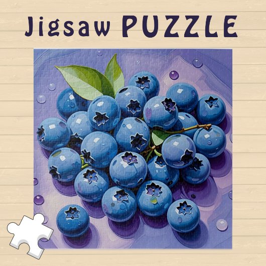 Sappige blauwe bessen groene Bladeren Schilderen - Legpuzzel