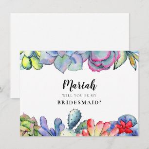 Sappige cactus bruidsmeisje voorstelkaart kaart