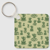 Sappige cactus silhouet in cups en potten sleutelhanger (Voorkant)
