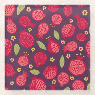 Sappige granaatappels:  illustratie. glazen onderzetter