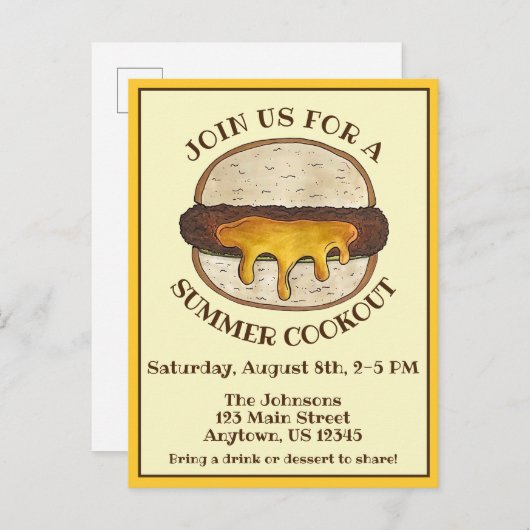 Sappige Lucy Minneapolis Minnesota Cheeseburger Uitnodiging Briefkaart (Voorkant / Achterkant)