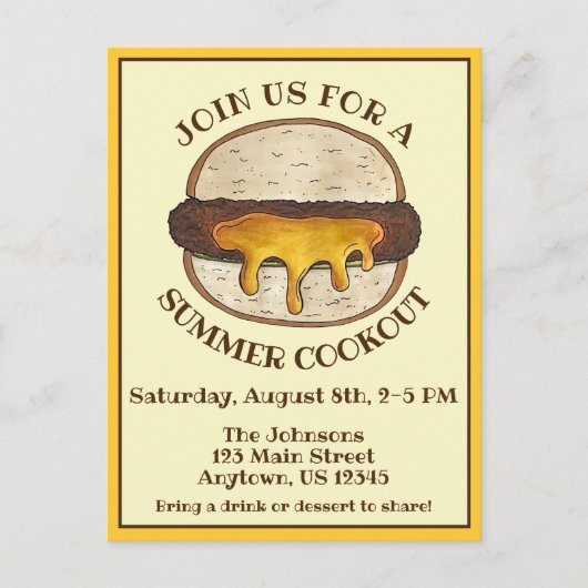 Sappige Lucy Minneapolis Minnesota Cheeseburger Uitnodiging Briefkaart (Voorkant)