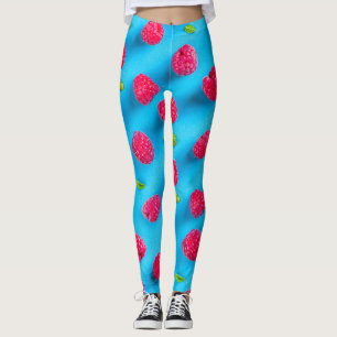 SAPPIGE RODE LYCHEE OP BLAUWE ACHTERGROND LEGGINGS