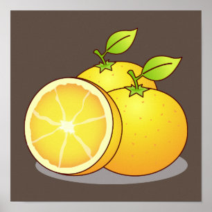 Sappige Sinaasappels fruitkunst Poster
