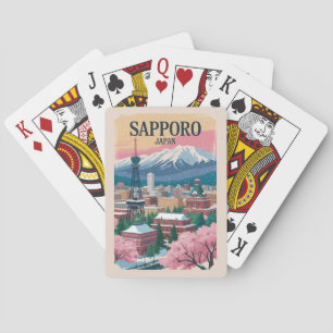 Sapporo Japan Illustratie Reis Kunst Vintage Pokerkaarten