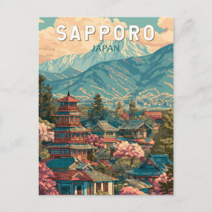 Sapporo Japan Reis Kunst Vintage Briefkaart