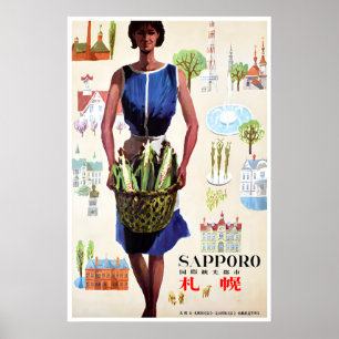 Sapporo Reis Kunst Hokkaido Drukwerk Japans Japan Poster