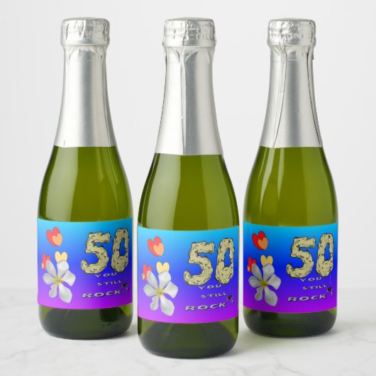 Sara 50e Jubileum Harten Mousserende Wijnetiketten Sparkling Wijnetiket (Flessen)
