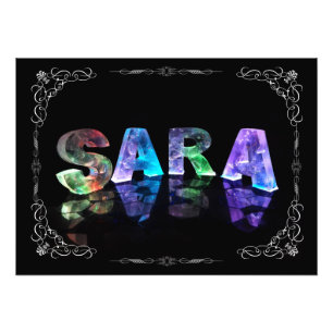 Sara - De naam Sara in 3D-lichten (foto) Foto Afdruk