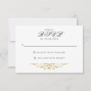 Sarah - Antiek gouden bruiloft RSVP Kaartje