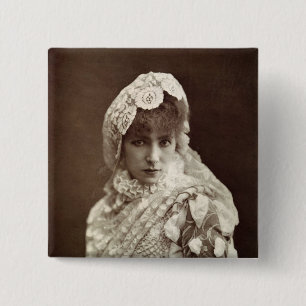 Sarah Bernhardt in de rol van Marion Delorme Vierkante Button 5,1 Cm
