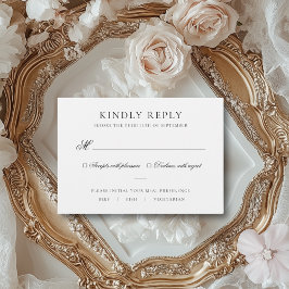 Sarah Elegant Zwart & Wit Eet Keuze Bruiloft RSVP Kaartje