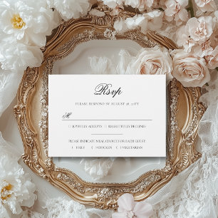Sarah Elegant Zwart & Wit Maaltijdkeuze Huwelijk RSVP Kaartje