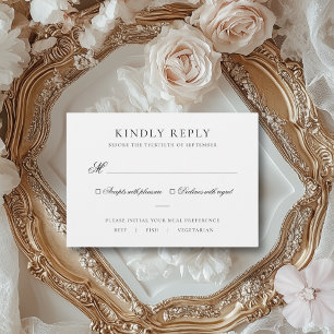 Sarah Elegant Zwart & Wit Maaltijdkeuze Huwelijk RSVP Kaartje