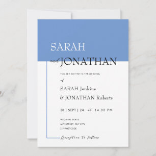 SARAH Moderne Bleu Faire-part de mariage minimalis